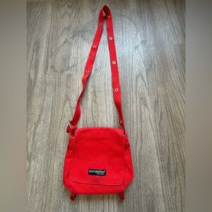 Marimekko Red Canvas Crossbody Bag with Logo Patch